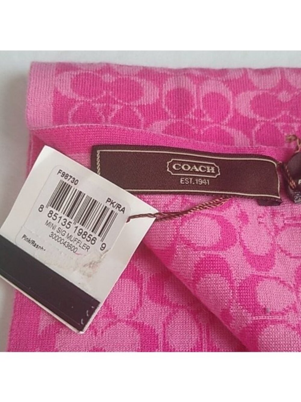 Coach F98730 Mini Signature Muffler Scarf, Pink/Raspberry - Picture 5 of 5
